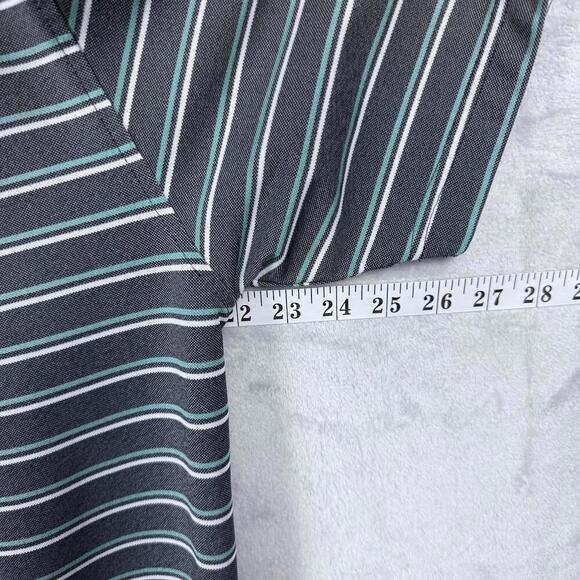 FJ FootJoy Striped Golf Polo Shirt Men Size M Gray Green Performance Polyester - Picture 8 of 9